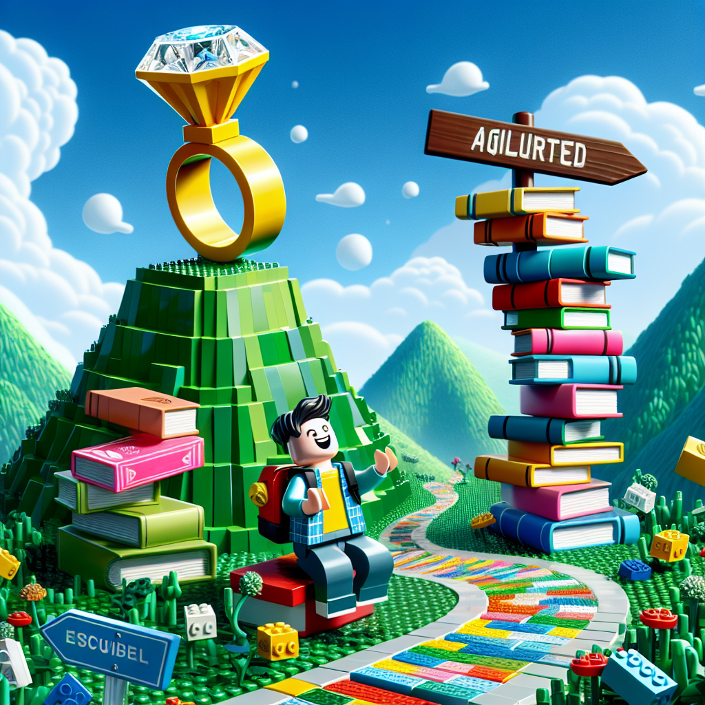 Illustrate a fanciful representation of a lush green hill beneath a vivid blue sky. The hill is crowned by a jubilant character of unspecified gender and descent, their hiking backpack slung over their shoulders. Their arms are ecstatically thrust skywards next to a unique signpost styled like an engagement ring. The pathway they've geographically ascended is composed of scattered LEGO bricks, and a stack of vibrant books lies next to it, each book metaphorically representing different phases on their journey to success. This animated scene emanates a festive atmosphere by creatively blending personalized milestones.
Generated with these themes: Hiking, Engaged, Lego, and Books.
Made with ❤️ by AI.