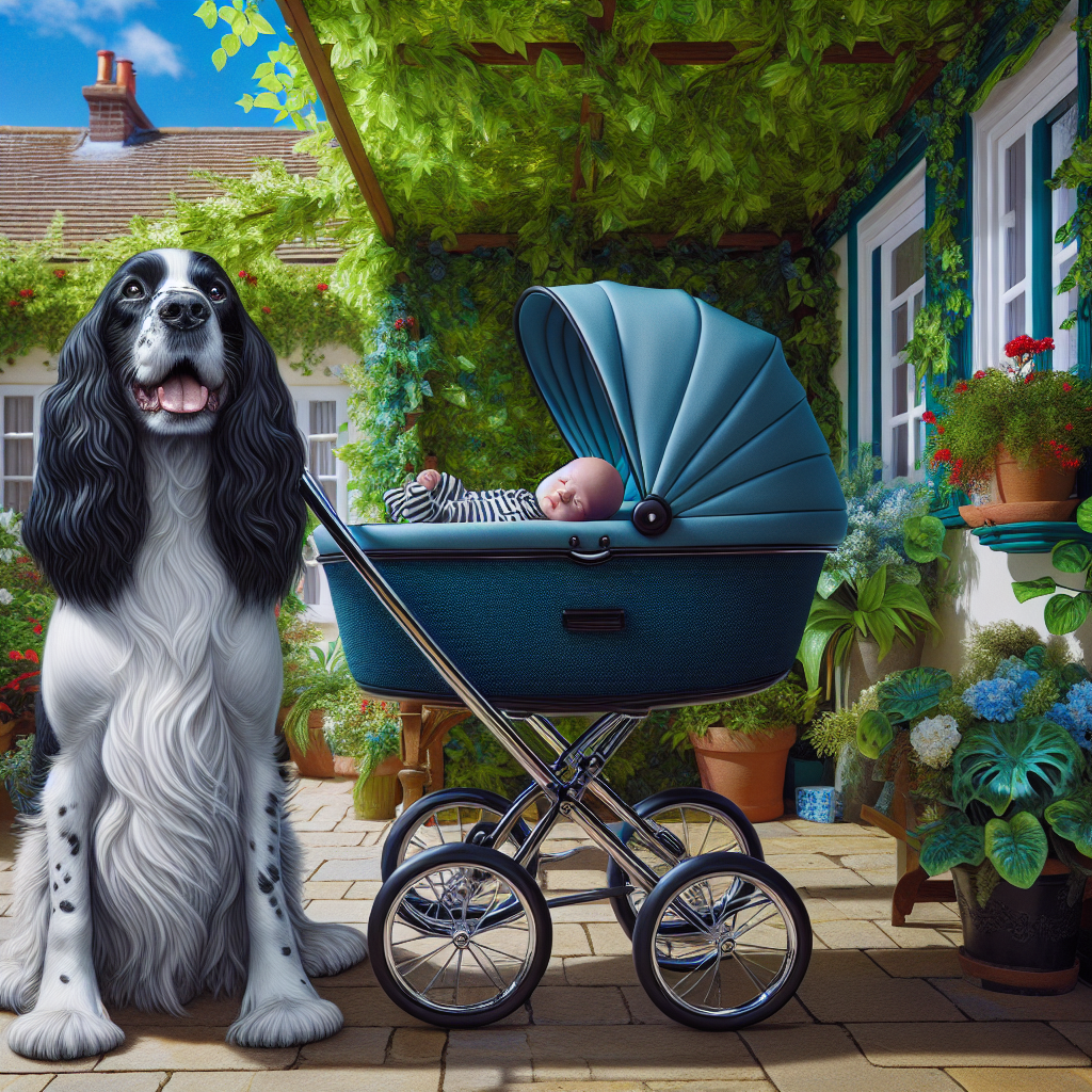 A vivid image capturing the essence of summer. It features a lifelike monochrome hued Springer Spaniel sitting faithfully next to a baby boy who is of Middle Eastern descent. The baby is comfortably snuggled inside his sleek blue pram under a canopy of lush green plants, a symbol of life and prosperity. You can almost feel the warmth of the season given the clear, azure skies dominating the background. This captivating scene celebrates the arrival of a new life in a quaint, tranquil environment.
Generated with these themes: Black and white Springer spaniel, Baby boy, Pram, Blue, Summer, and Plants.
Made with ❤️ by AI.