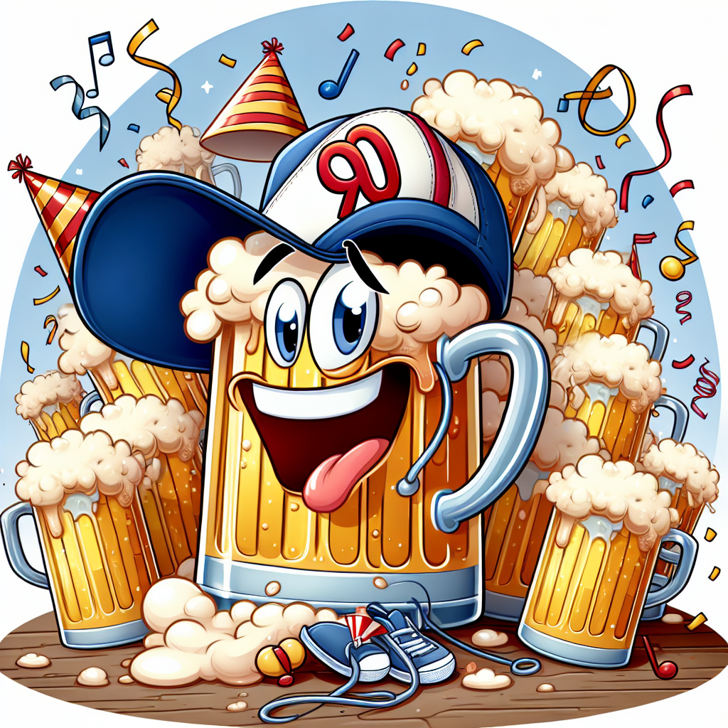 Illustrate a delightful cartoon scene filled with laughter and festivity. At the heart of the scene is an animated baseball cap with the number '90' on its brim. This cap is not just an object but portrays a character of its own, ready to partake in the celebrations. It boasts a cheeky grin and seems to be singing, as indicated by a single musical note floating above it. The background is peppered with massive beer mugs overflowing with bubbly froth, denoting a toast to the years gone by. Other features include party hats, streamers, and the use of bright, joyous colors, all coming together to create a lively 90th birthday celebration atmosphere.
Generated with these themes: 90th birthday jive singing baseball cap beer.
Made with ❤️ by AI.