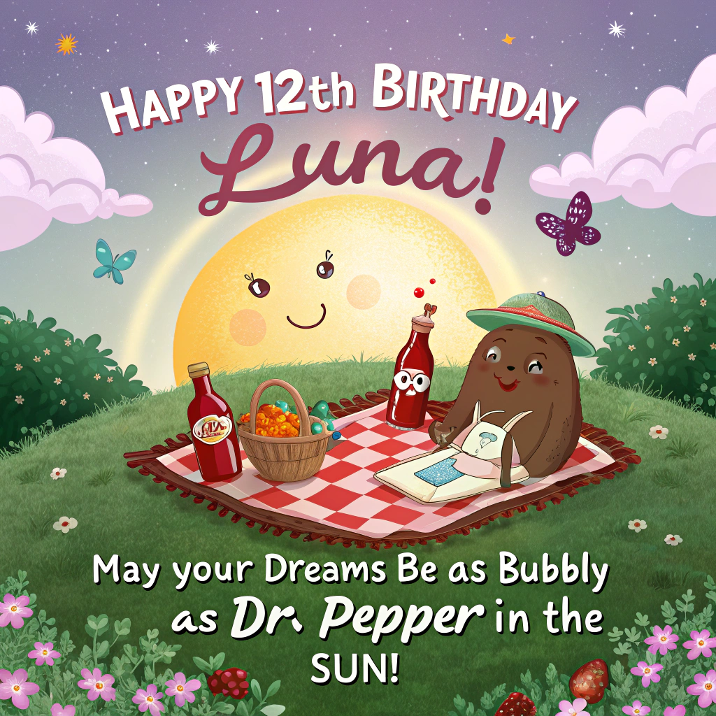 Dr Pepper , Picnic , Dream, Garden, Sun, and Birthday Card