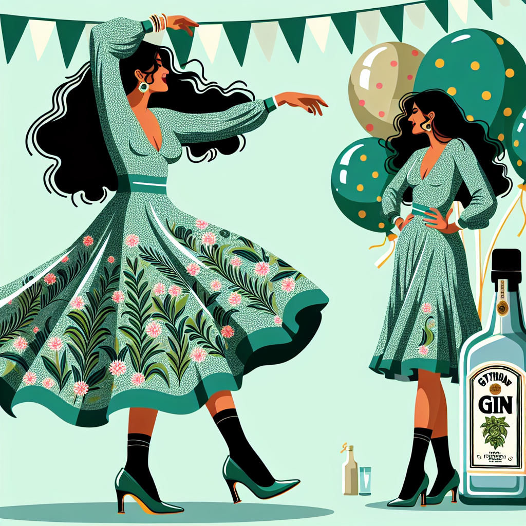 Vector image of an Indian woman joyfully dancing in her birthday celebration, donned in a green Orla Kiely patterned dress and long socks paired with wide heel shoes. The background features balloons shaped like Bombay Sapphire Gin bottles.
Generated with these interests: Indian Woman dancing, Orla Kiely's pattern green dress, long socks and wide hell shoes, and Bombay sapphire gin.
Made with ❤️ by AI.