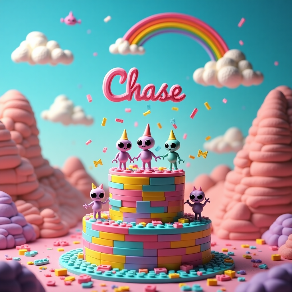 In a whimsical, dreamlike birthday scene, the viewer is transported to a fantastical world where vibrant colors collide with the unexpected. The foreground is dominated by an oversized, levitating birthday cake made entirely of multicolored Lego bricks, each brick emitting a soft, otherworldly glow. Perched atop this cake is a group of tiny, jovial aliens, each with luminous skin in pastel hues of lavender, mint green, and soft coral. They sport quirky, exaggerated features like elongated limbs and playful, oversized eyes. These aliens are celebrating with micro-sized party hats and confetti that floats around them like iridescent bubbles. Above this surreal tableau, a cerulean sky stretches wide, dotted with puffy clouds that curl and twist like something out of a Beardsley illustration. Among these clouds, the name "Chase" is artfully formed with drifting cotton candy-pink letters, as if the sky itself is joining in on the celebration. In the background, a landscape of rolling hills made of stacked Lego bricks rises up, their primary colors blending in a gradient that suggests the setting sun. A rainbow arches across the sky, its bands shimmering with an unexpected metallic sheen, and playful shadows of alien spacecraft dart across it, casting delightful silhouettes onto the scene below. This birthday card cover is a harmonious blend of whimsy and imagination, inviting "Chase" into a celebration that is quite literally out of this world.
Generated with these themes: Aliens, Lego, and Colours .
Made with ❤️ by AI.