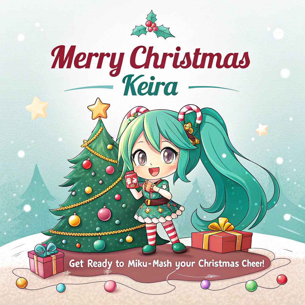 Hatsume miku Christmas tree candy, and Christmas Card