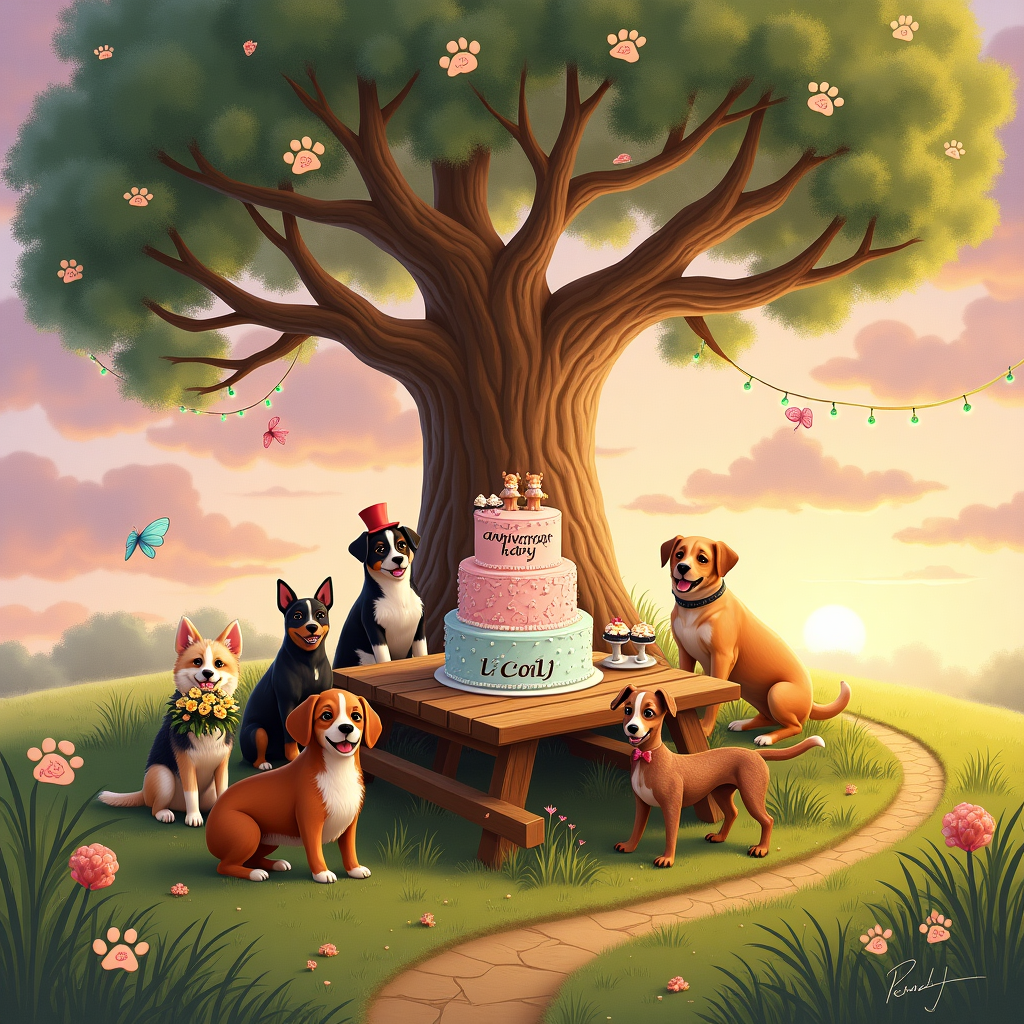 Cute dogs Anniversary Card