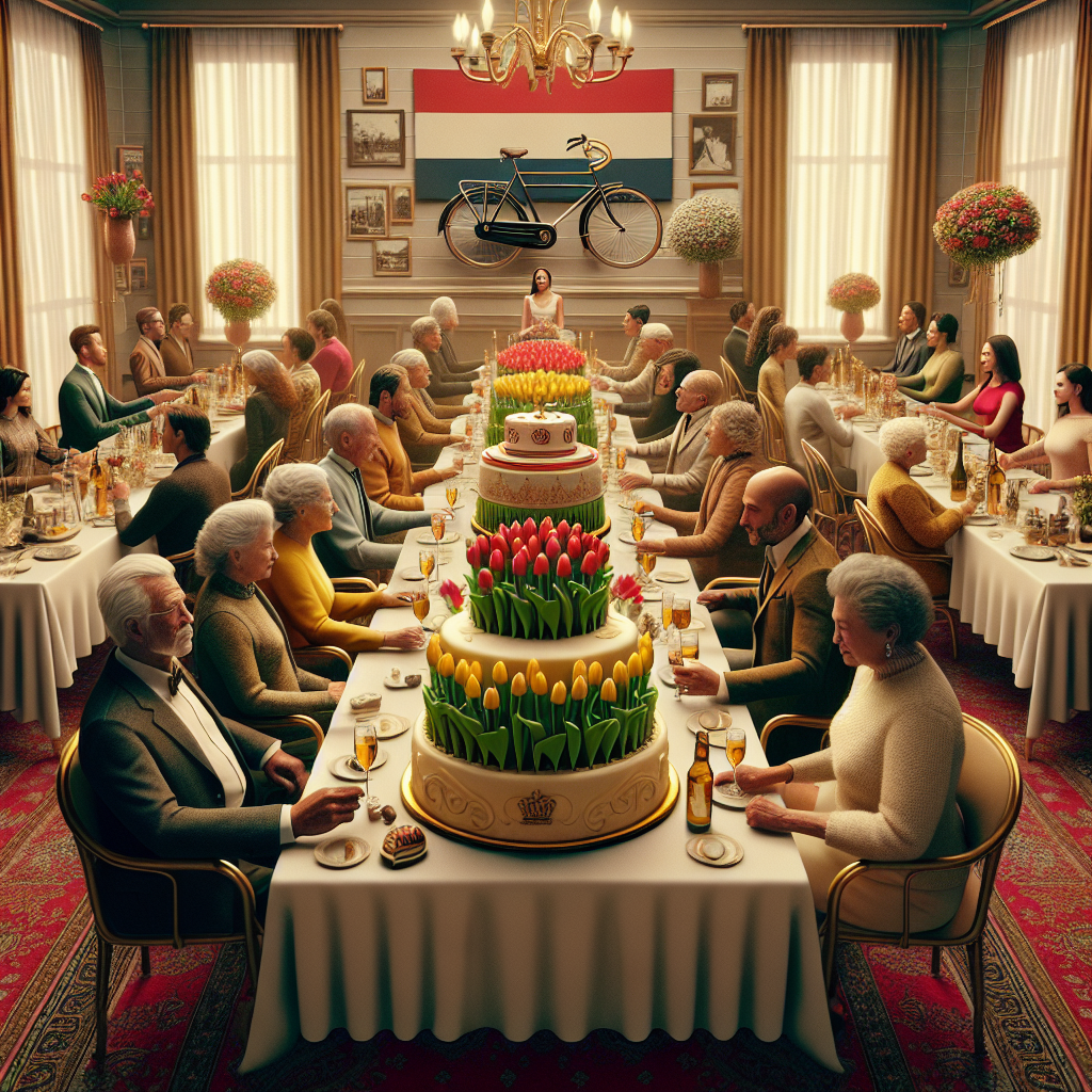 Visualize a mature and earnest birthday setting that exudes a sense of solemn realism. The centerpiece of the room is a cake, decorated with a miniature bicycle on top, symbolizing a passion for cycling. Surrounding this space, there are serene Dutch tulips arranged within bicycle baskets, reflecting the rich cycling culture of the Netherlands. The decor throughout the space showcases a tasteful combination of red and gold, subtly hinting at the storied history of a revered sports team. Diverse guests, males and females of different descents such as Caucasian, Hispanic, and Middle Eastern, quietly mingle, their glasses raised in a humble toast to another year of life's journey.
Generated with these themes: Cycling, Holland, and Manchester United.
Made with ❤️ by AI.
