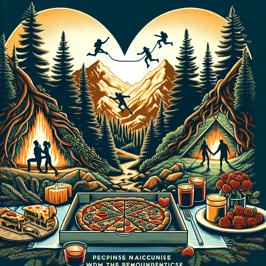 Mountains and forests, trail running, climbing, pizza Valentines-day Card