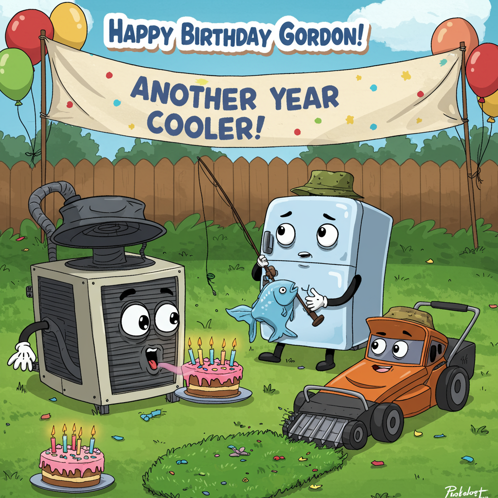 Hvac, Refrigeration, Fishing, Yardwork, and Birthday Card