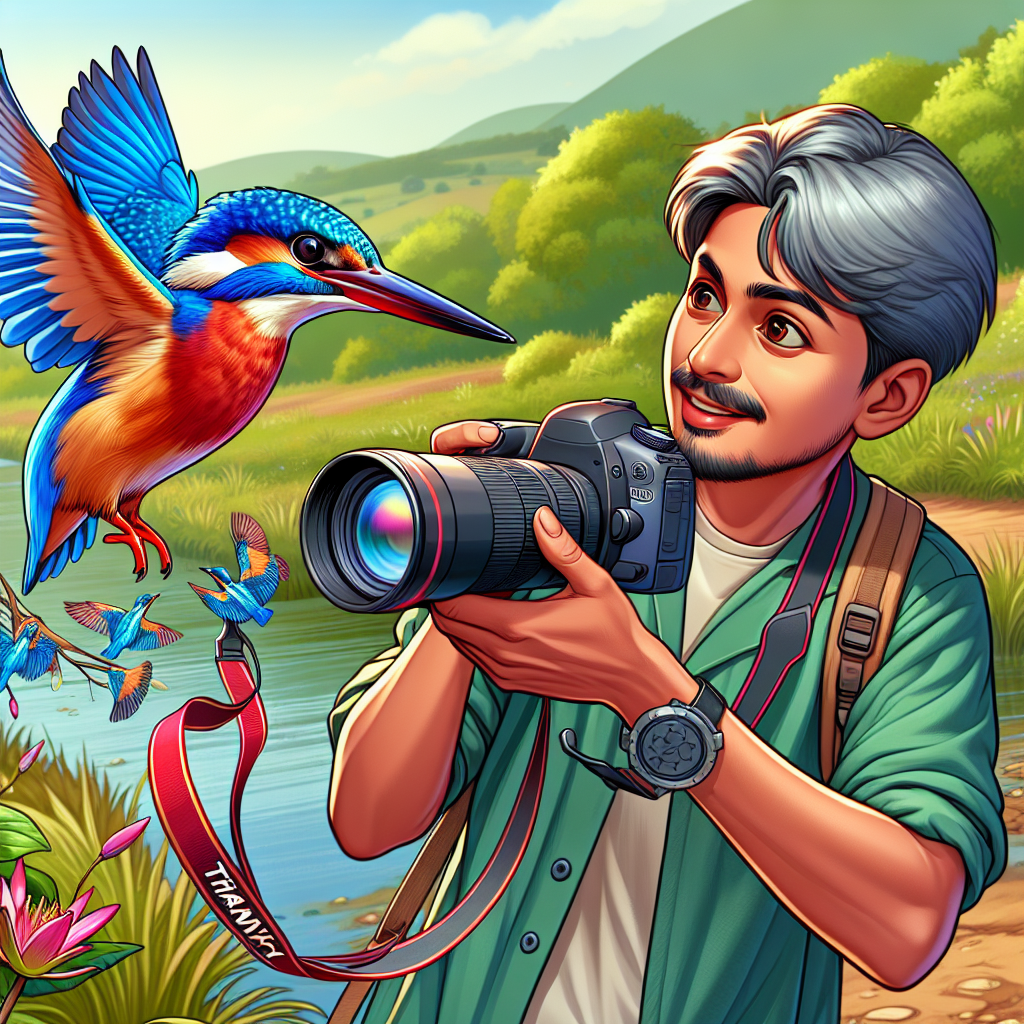 In the midst of a charming British countryside, a delightful animated snapshot comes to life. A clear blue kingfisher, radiating with vibrant splashes of color, is captured mid-flight, whizzing past a diligent male photographer. This South Asian individual is equipped with high-quality photography gear, his eyes filled with awe and admiration as he attempts to capture this elusive moment. The avian jewel, aware of his admiration, sports a charming ribbon trailing behind, playfully marked with 'Thank You', infusing the scenery with a touch of gratitude and fantasy.
Generated with these themes: Kingfisher flying past a man photographer uk .
Made with ❤️ by AI.