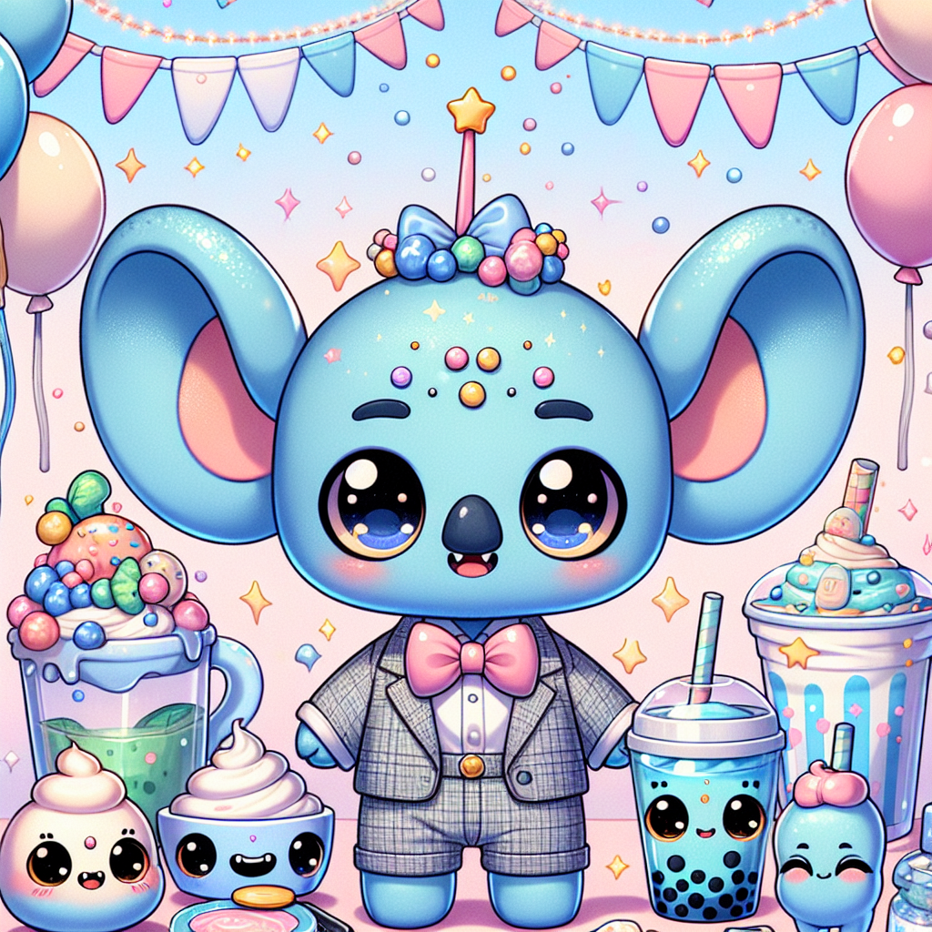 Imagine a delightful cartoon scene, featuring a small, lovable blue creature with big ears, similar to an extraterrestrial koala, stylishly dressed in a preppy outfit complete with a chic bow tie, as he celebrates his birthday. This adorable creature is surrounded by anthropomorphic skincare products—cartoon creams, serums, and masks all bearing joyful expressions. Nearby, animated boba drinks with bright smiles radiate an infectious vivacity. Cute makeup items like blushing compacts and cheerful mascara wands add to the beauty-themed merriment. The entire scene is embellished with endearing birthday decorations, such as streamers and balloons, in soft pastel shades, instilling a festive and welcoming atmosphere.
Generated with these themes: Stitch, Skin care, Boba, Make up, and Preppy.
Made with ❤️ by AI.