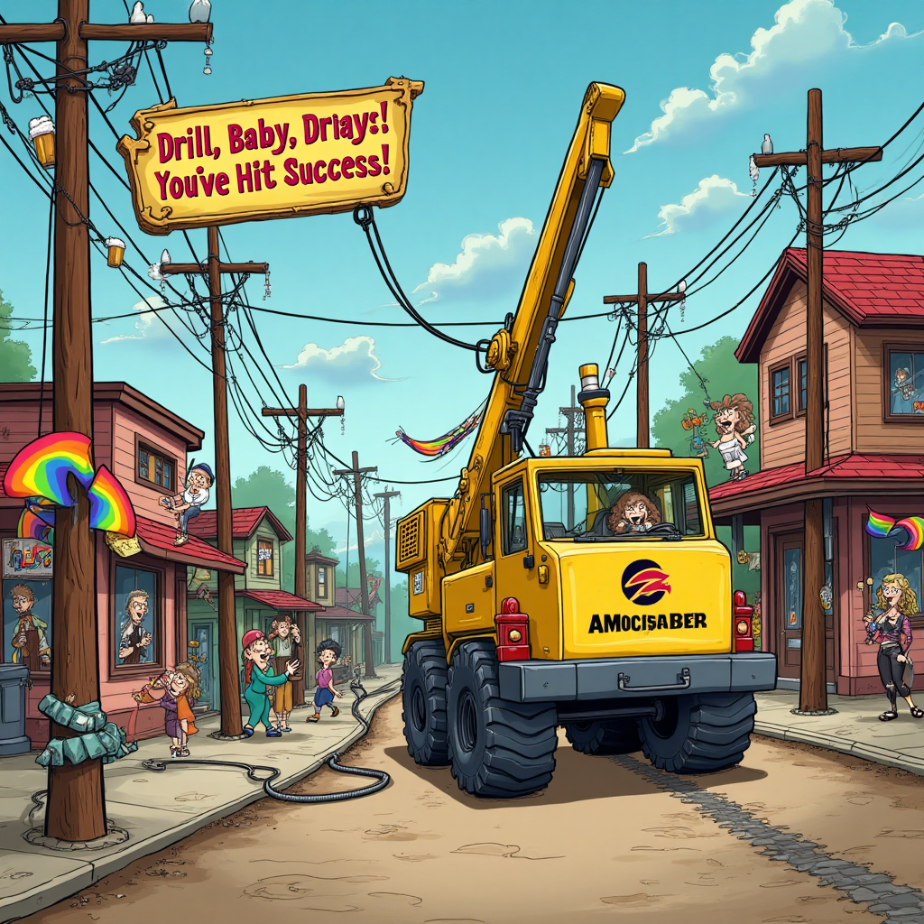 Directional Drilling, Vermeer, Telephone Poles, Gay Pride Flags, AMcomm Inc., Underground Utility Construction, Old time bar Inns, Drinking, Strippers, and Congratulations Card