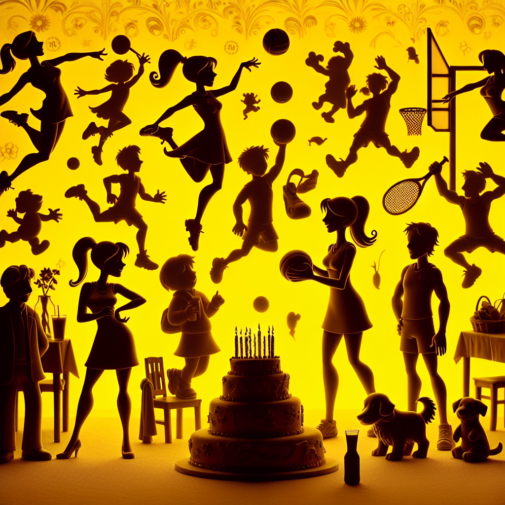 Imagine a warm yellow backdrop, featuring a whimsical birthday celebration. Silhouetted against this vibrant hue are imaginative characters inspired by a musical theatre. They could be animated, possessing a certain fun-loving charm, resonating perfectly with the lively aura of the event. Also present are cartoon-like netball players and athletes, their animated expressions and playful actions amplifying the energy of the party. Their figures further enhance the periphery of the festive scene. A golden retriever, an emblem of loyalty and fun, blends seamlessly into this tapestry, frolicking among the guests, adding its exuberance to the tableau. The distinctive aroma of chocolate fills the air, emanating from the birthday cake and treats, imbuing the atmosphere with a tantalizing sweetness. This scent merges harmoniously with the predominant yellow theme, coalescing into a warmth-infused palette that leaves an indelible impression.
Generated with these themes: Musical theatre , Netball, Athletics , Golden retriever , Yellow , and Chocolate .
Made with ❤️ by AI.