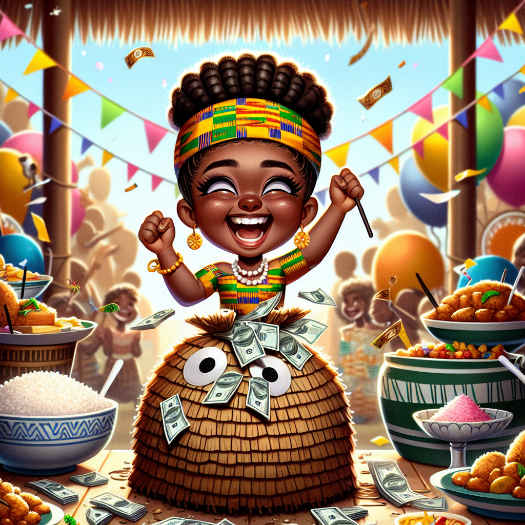 Illustrate a charming birthday celebration featuring an ecstatic young girl of African descent, adorned with a Kente-styled headband. She's encompassed by a surplus of delectable traditional Ghanaian food, and at her feet lies a piñata crafted in the shape of a sack of money, overflowing with fake banknotes. The ambiance is set against a backdrop of a traditional Ghanaian abode, underlining the significance of cultural values and familial bonding.
Generated with these themes: Kente, Money, Daughter, Food, and Ghana.
Made with ❤️ by AI.