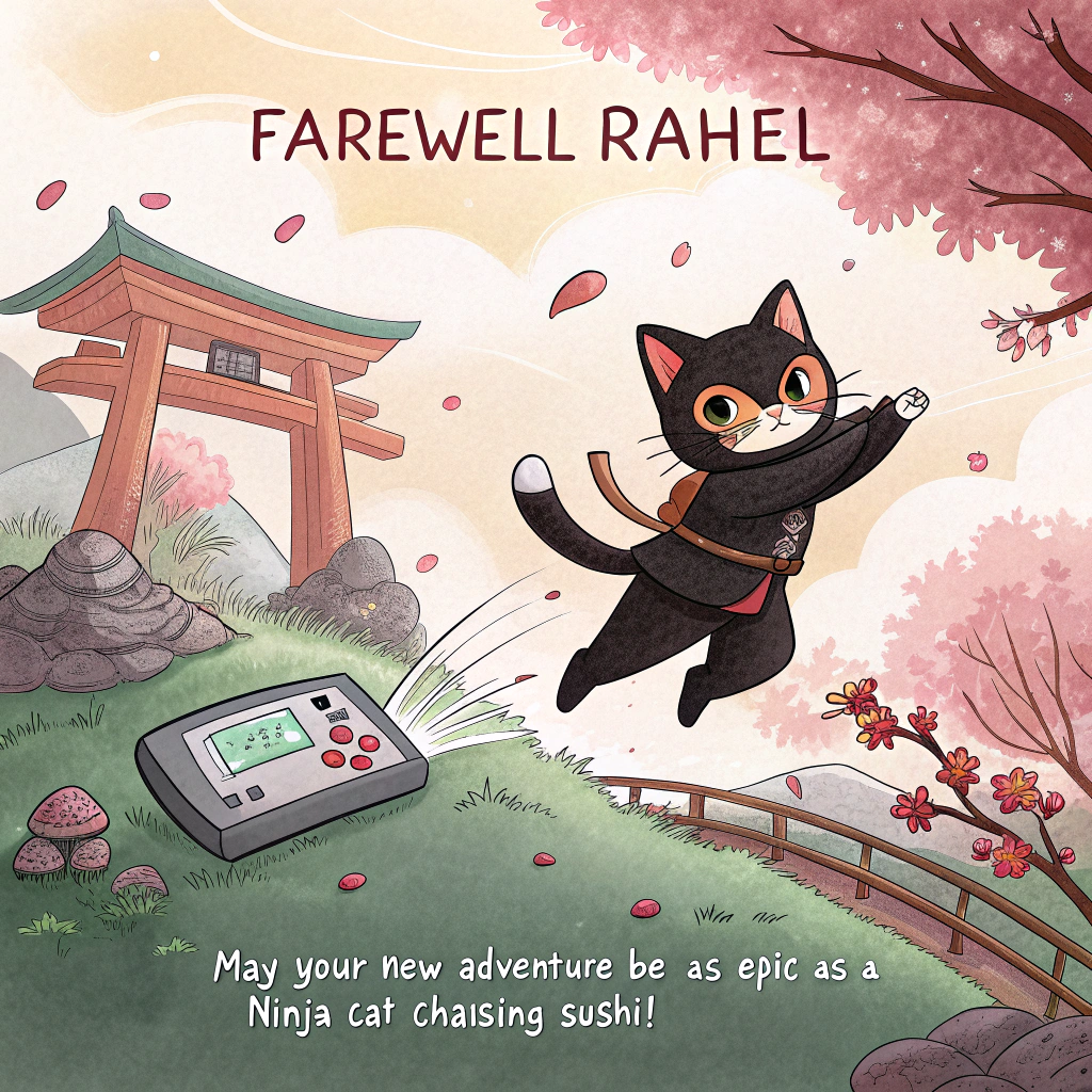 Sushi, japan, cats, gaming, and Farewell Card