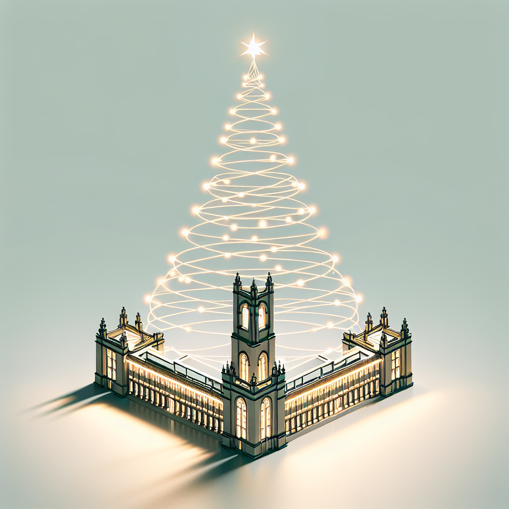 In this solemn abstract rendition, Newcastle University is envisioned as a minimalist Christmas tree, its sharp lines and academic grandeur softened by the gentle glow of fairy lights draped in celebration. The seasonal greeting 'May the true spirit of Christmas shine in your heart and light your path.' is prominently featured, lifting the spirits of all who gaze upon it.
Generated with these themes: Turn newcastle university into a christmas tree.
Made with ❤️ by AI.