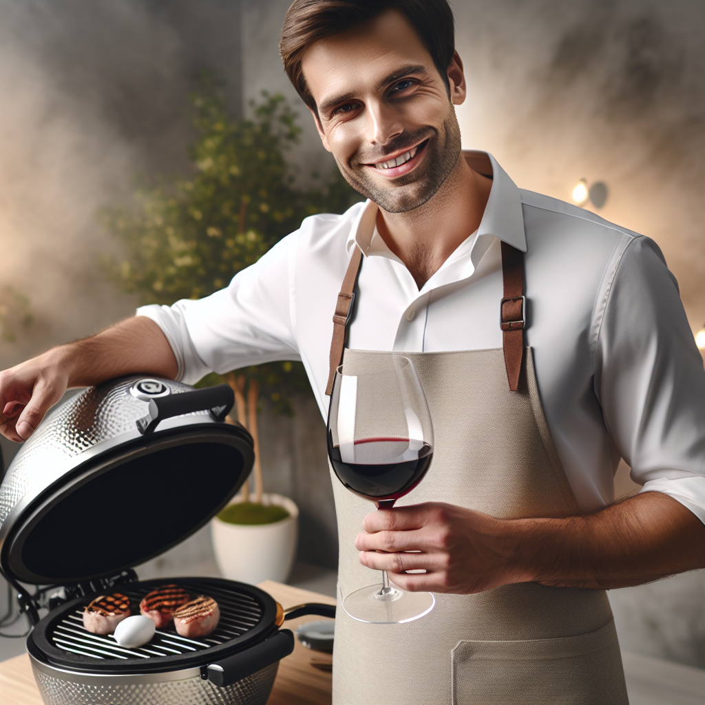 Depict an endearing birthday scene featuring a Caucasian man with a welcoming smile. He has short, dark brown hair, neatly combed, and he's donning a pristine apron as he showcases his cooking skills over a sleek Egg BBQ. The air is filled with the tantalizing aroma of his grilling cuisine, and he is sipping from a glass of red wine, its deep hue echoing the joy of the occasion. The ambiance is a fusion of casual sophistication and homely comfort, with every detail enhancing the theme of a birthday celebration.
Generated with these themes: White man, Short dark brown hair, Smile, Apron, Cooking over Egg BBQ, and Glass red wine .
Made with ❤️ by AI.