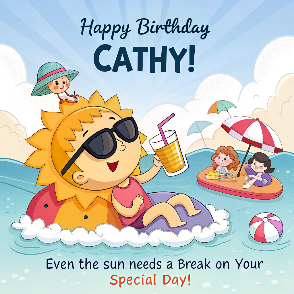 Sunbathing the sun signing family, and Birthday Card