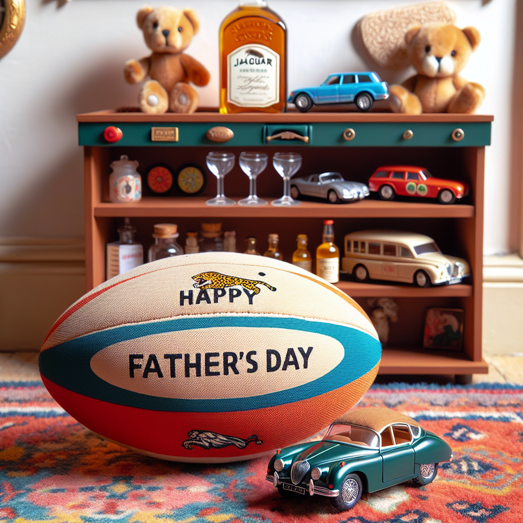 Jaguar cars, Whisky, and Rugby Fathers-day Card