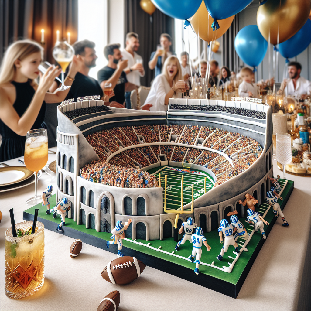 A fascinating and dynamic birthday celebration is taking place, which fuses refined details with an element of fantasy. Dominating the scene is a detailed cake designed like a football stadium that captivates onlookers, showcasing small, masterly-created male figures who appear to be engaged in a football game, evoking a friendly chuckle. Balloons decorated with football patterns float scattered across the room, and attendees enjoy beverages from glasses embellished with miniature sugarcrafted footballs. The joyful noise of laughter combined with enthusiastic celebratory cheers enriches the party atmosphere.
Generated with these themes: Naked men, and Football.
Made with ❤️ by AI.