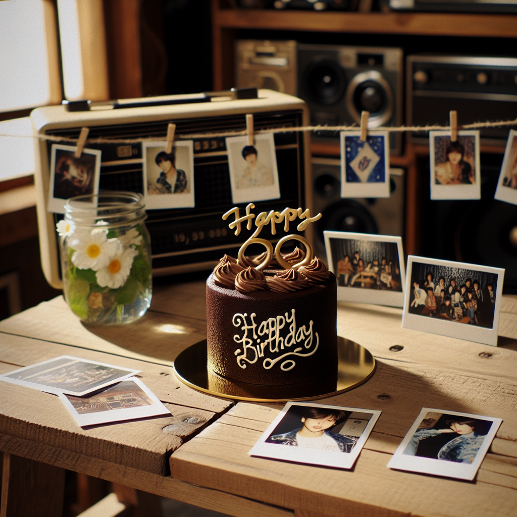 In a cozy room, an enchanting birthday setting exudes a charmingly authentic vibe, with a hint of glamorous star power. A rustic wooden table displays a small, carefully made chocolate cake, and 'Happy Birthday' is scripted on the surface in a distinct and stylish handwriting reminiscent of a famous pop star. Around the cake, Polaroid snapshots of pleasant memories have been fashioned into a garland, reminiscent of a pop-era style from the late 80s and early 90s. The background echoes with the dulcet notes of a playlist curated from a variety of popular music genres, weaving a narrative that harmonizes with the celebratory spirit.
Generated with these themes: Taylor Swift.
Made with ❤️ by AI.