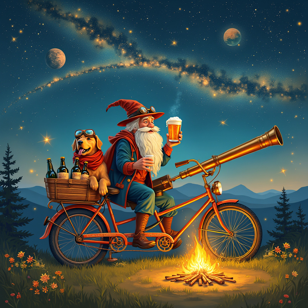 Star gazing ,biking ,beer Birthday Card