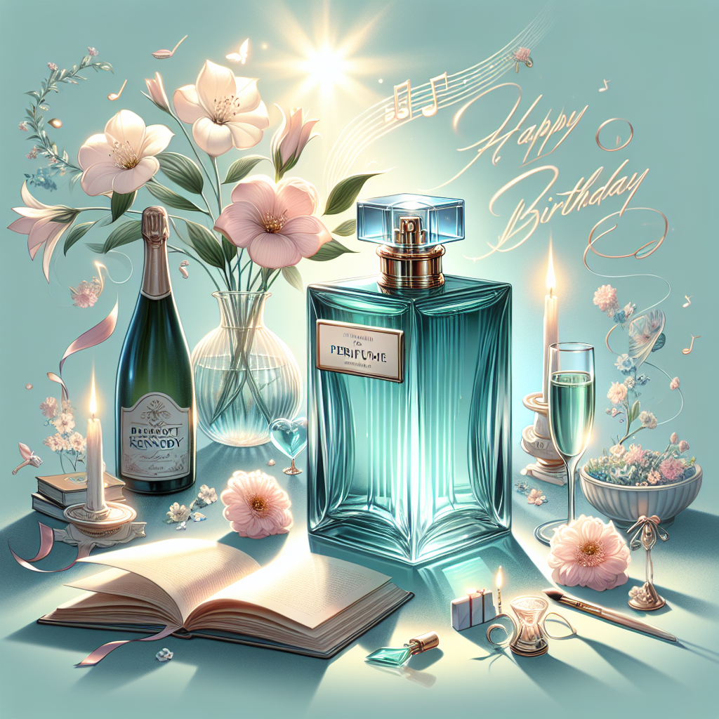 An elegant birthday illustration, crafted with a dominant touch of Tiffany blue. A luxurious perfume bottle stands at the center, its glass reflecting gentle sunbeams. Delicate pink and white flowers flutter nearby, contributing a spirited cheer to the setting. Off to the side, a chilled champagne bottle signals impending festivity. Scattered around, an interesting array of books suggest a peaceful period of thought or chat. Background sounds of soft music, reminiscent of Dermot Kennedy's style, intermix with the laughter and chatter of friends, providing the final warm touches to the scene.
Generated with these themes: Perfume, champagne, Tiffany blue, sunshine, flowers, books, dermot Kennedy, friends.
Made with ❤️ by AI.