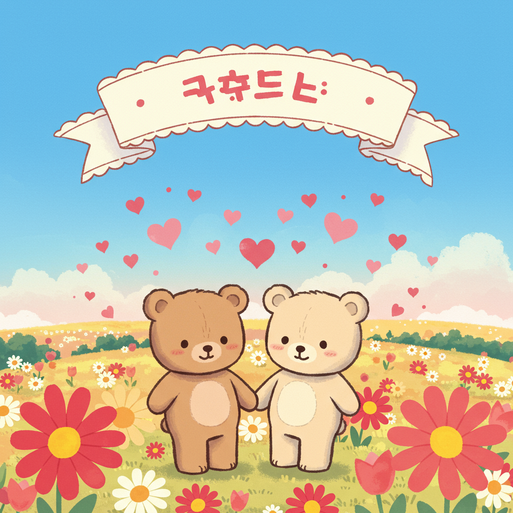 2 cute bears holding hands with hearts surrounding them Valentines-day Card