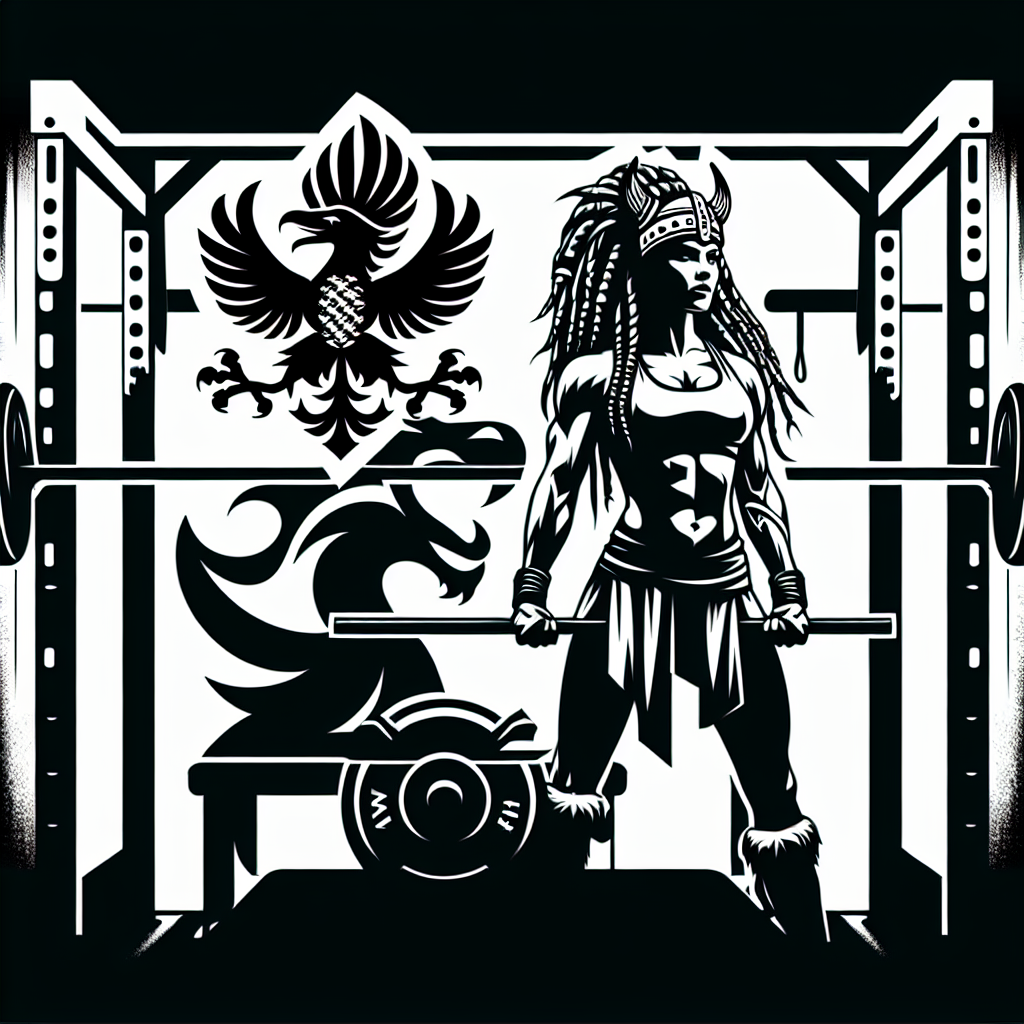 Generate a stencil-style image of a powerful Caucasian female Viking standing triumphantly in a gym setting. She embodies a warrior's spirit and fitness achievements, her muscles radiating strength and her posture exuding confidence. Flanking her is a noble crow symbolizing wisdom, nodding to the Welsh culture. Her dreadlocked hair adds a unique touch to her appearance, representing a fusion of power and poise. This image is designed to serve as a logo that could be used on gym wear.
Generated with these themes: Female viking, Warrior, Fitness, Muscles, Viking, Female , Woman, Gym, Crow , Wales, Stencil, Logo , and Dreadlocks .
Made with ❤️ by AI.