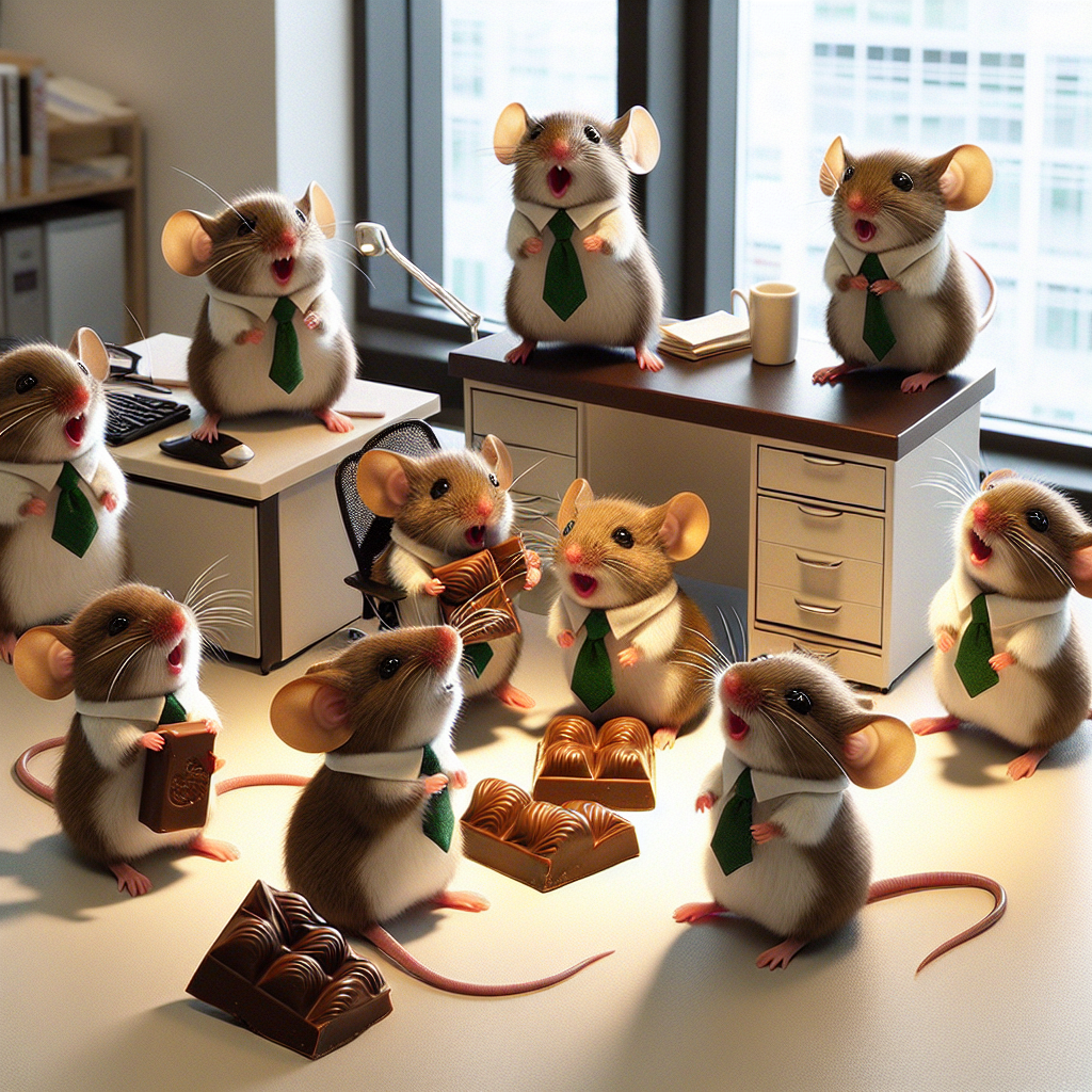 Mice, The office , Chocolate , and Green Farewell Card