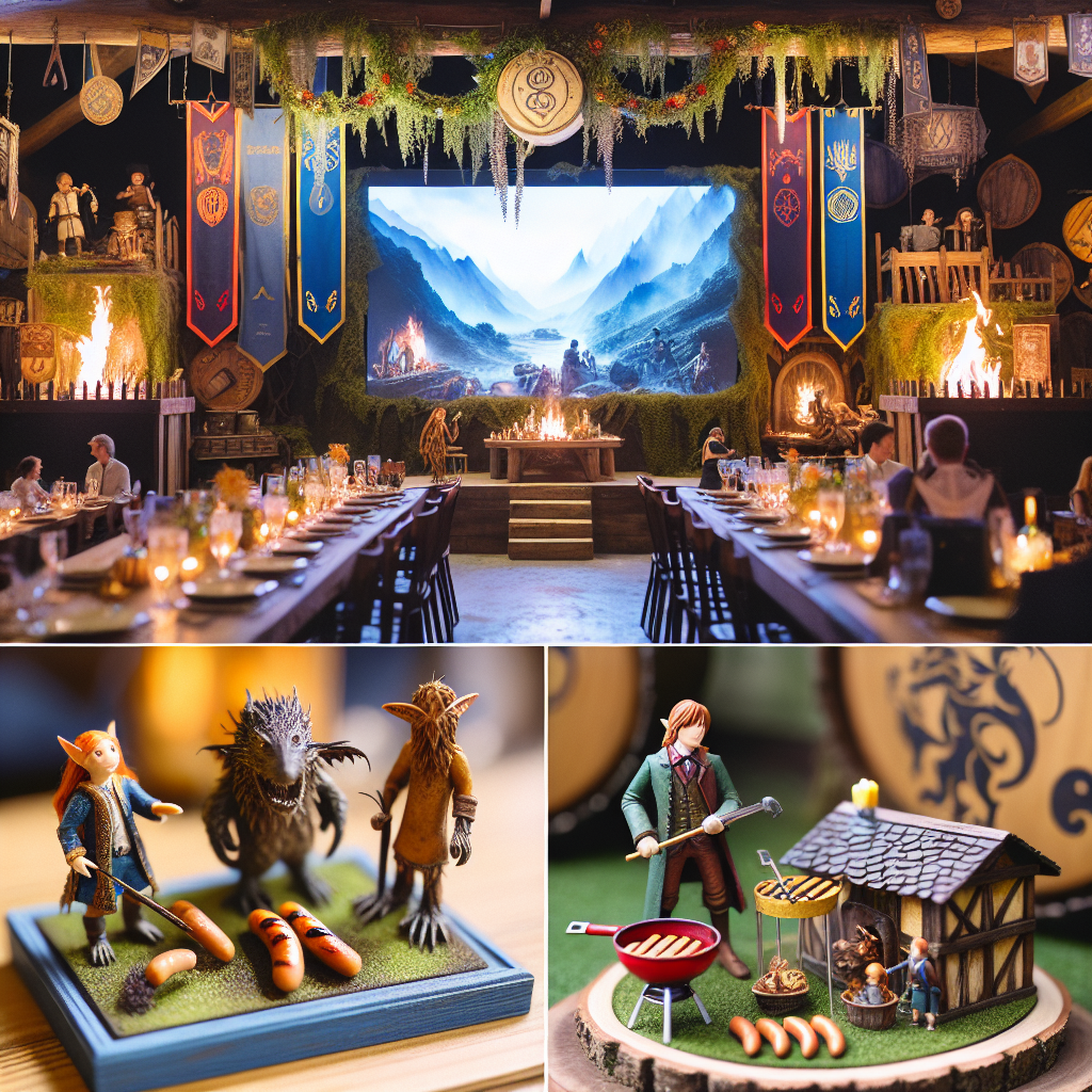 Create an image inspired by immersive fantasy novels, such as 'Aventures from Middle-earth.' The anniversary venue is beautifully decorated with emblematic banners and rustic wooden tables reminiscent of a mythical forest dwelling. The unique centerpieces include small diorama-like scenes, featuring petite, human-like characters in cosy environments, grilling sausages and symbolizing a sense of homey comfort. In addition, a custom football game plays on screens, intertwining the couple's love for sports. In the background, classic fairy tale music softly enhances the atmosphere, merging nostalgic tunes with the jubilant celebration.
Generated with these themes: Lord of the rings , Sausages, Football, and Disney.
Made with ❤️ by AI.