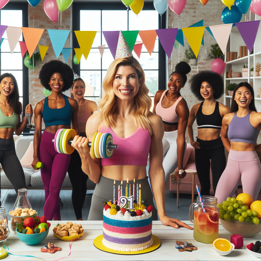 A vibrant, cheerful home gym setting serves as the backdrop for this scene. A birthday banner in multiple hues adorns the room. In the middle of this lively scenario, a Caucasian woman with a radiant grin is featured, holding decorated dumbbells that look like birthday cakes at each end. Accompanying her, a group of diverse women, including Hispanic, Black, South Asian, and Middle-Eastern women, all in workout attire, share in the laughter and joy while getting ready a table filled with healthy snacks, fruit punch, and a unique cake shaped like a toolbox. The celebration of health, fitness, and birthday festivity harmoniously blend together in this delightful scene.
Generated with these themes: Weight lifting, Healthy living, Women, and Tools.
Made with ❤️ by AI.