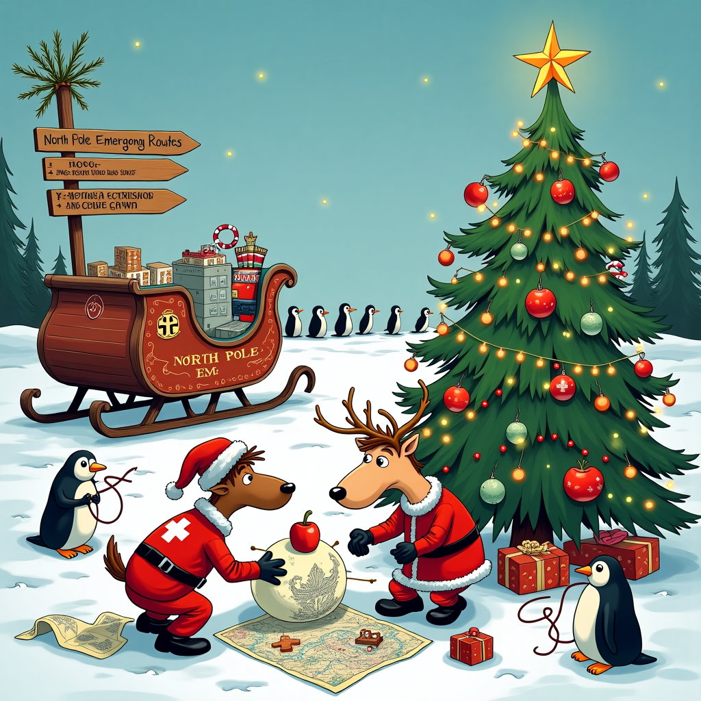 Christmas tree, EMS, Paramedic, Deer, North pole, and Norway Christmas Card