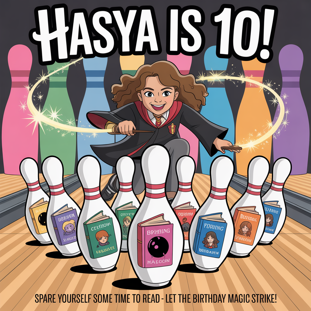 Bowling birthday party, Reading books, Hermoine granger, and Birthday Card
