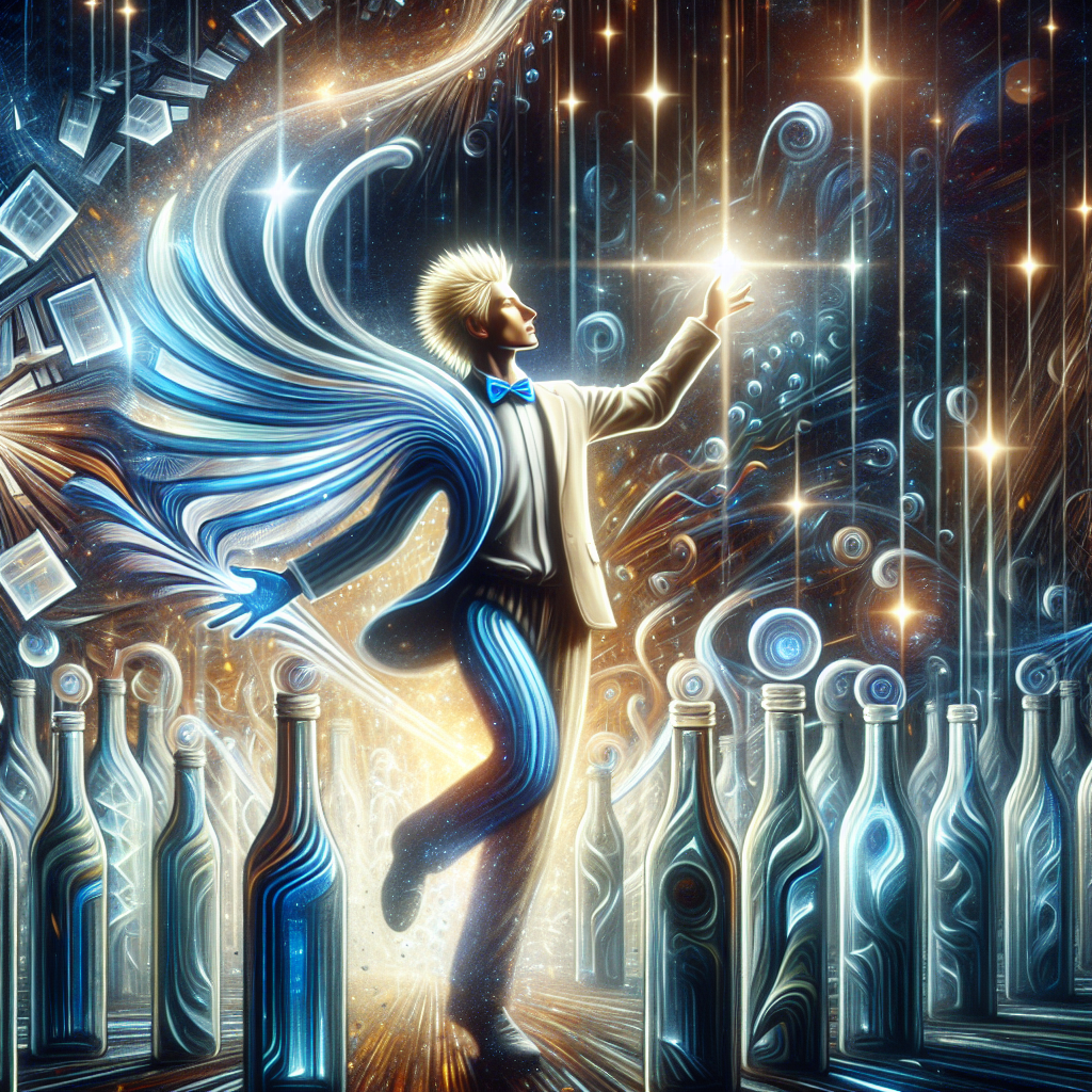 Visualize a universe filled with the radiant light of data points where a smart, blonde, spiky-haired Caucasian man revels in the luminosity of his achievements. In this fantastical abstract representation, a glass bottle factory morphs into a celebration ground. The man's clothing, adorned with blue and white stripes, represents his fluid progression in the realm of data analytics. Surrounding him, a fanciful ballet of reassembled broken glass bottles narrates a narrative of renewal and triumph, signifying the man's path towards a well-earned job elevation. The setting vibrates with a quiet applause for an accomplishment that challenges the boundaries of usual norms.
Generated with these themes: job promotion, data, analytics, glass bottle factory, reassembled borken glass bottles, smart blonde spiky haired man, blue and white stripes.
Made with ❤️ by AI.
