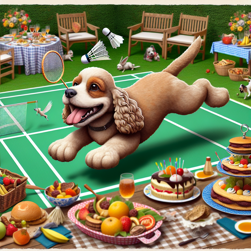 Visualize a humorous birthday celebration where a cartoon-styled cocker spaniel, animated with human-like expressions, is joyfully diving towards a shuttlecock in a game of badminton. The dog takes center stage against the backdrop of a badminton court that is cleverly incorporated into an elaborate picnic spread. The picnic is overflowing with delightful delicacies that signify both food and love. Although realistic, the dog's hind area does not have an explicit graphical representation, reinforcing the light-hearted, family-friendly nature of this fun-filled birthday scene.
Generated with these themes: Cocker Spaniel, Badminton, Food, Love, and No Bumhole.
Made with ❤️ by AI.