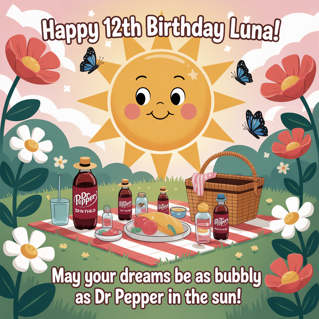 Dr Pepper , Picnic , Dream, Garden, Sun, and Birthday Card