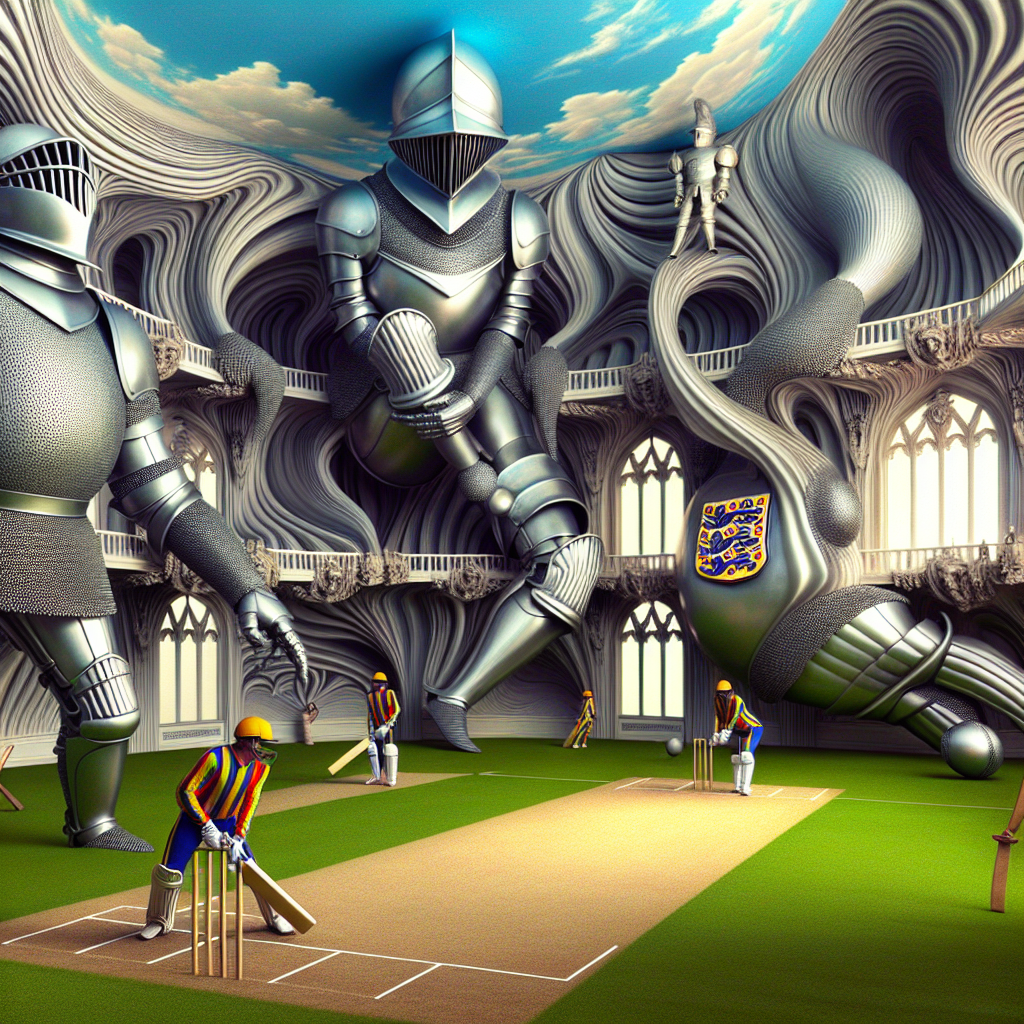 In a room where the laws of physics do not apply, a peculiar birthday party theme comes to life. Massive, imposing, intricately detailed metallic knights reminiscent of traditional gothic fantasy armor stand guard to the entrance of a whimsical cricket field. The pitch twists and bends in unimaginable ways, echoing the melting landscapes characteristic of early 20th-century surrealism. Amidst this, a recurring motif of a fictitious football team's emblem, similar to those of English soccer clubs, is visible, its vibrant patches decorating unconventional uniforms of the cricket players. The atmosphere is buzzing, merging the enthusiasm for sports with the profound enigma of a misaligned universe.
Generated with these themes: Warhammer dark angels , Liverpool football club, and Cricket.
Made with ❤️ by AI.