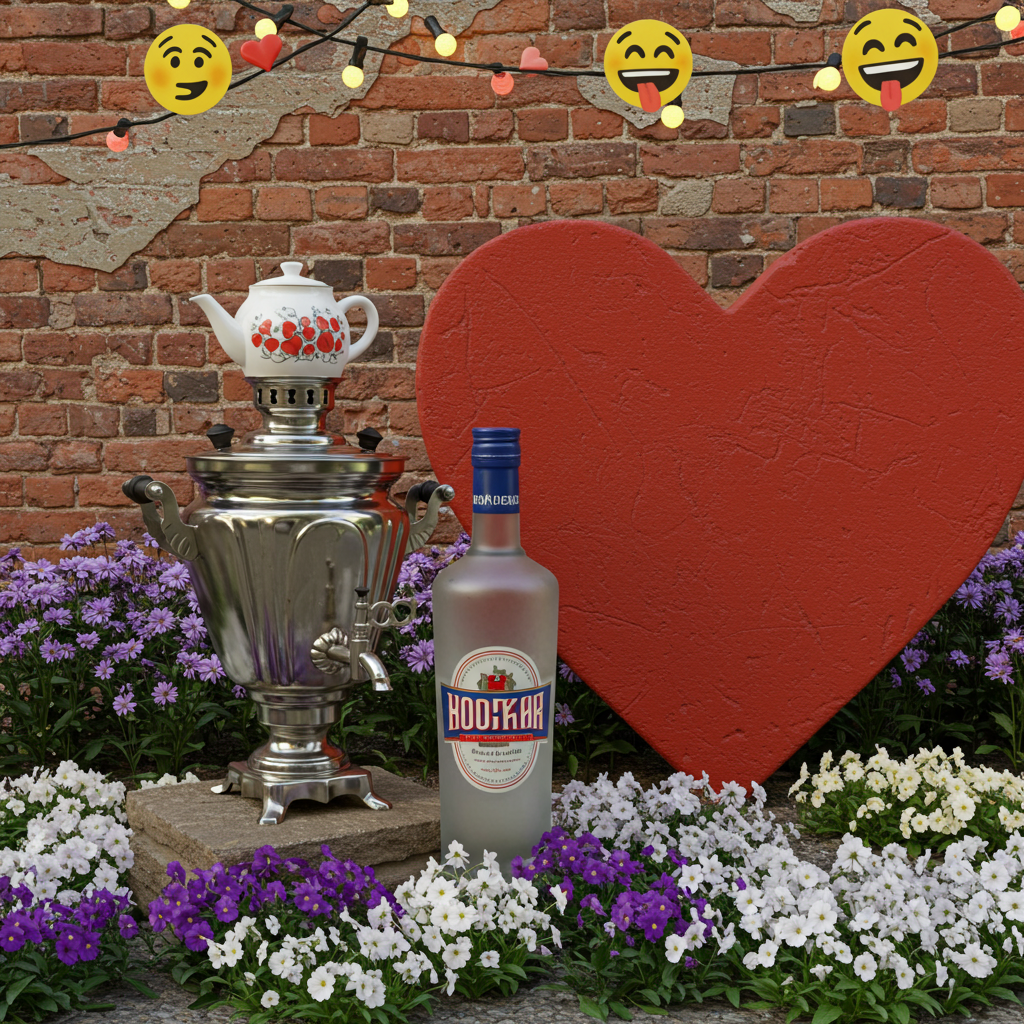 😋, White and purple, Flowers, Extra cringe , Brick big, Something Russian, and Vodka Valentines-day Card