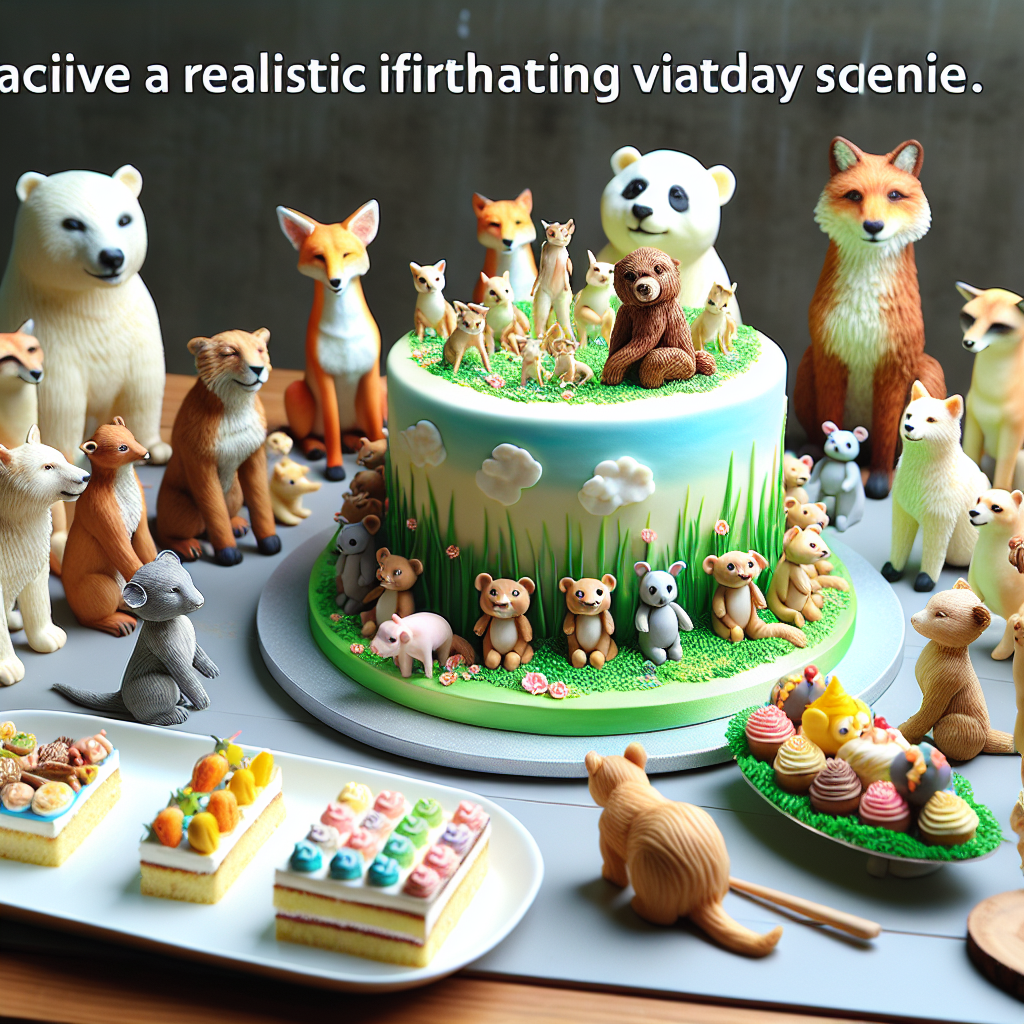 Visualize a realistic birthday scene, the focus being an exquisitely designed cake festooned with edible figurines of delightful animals. These animals, each featuring a kind, inviting smile, are playfully stationed around the layers of cake as if partaking in a tiny banquet of their own. Complementing this focal point is a diverse array of scrumptious treats beautifully arranged on platters. These treats, too, pay tribute to the happy spirit of the gathering through their meticulous, lifelike designs, extending an open invitation to all attendees to partake in the celebration.
Generated with these themes: Food, Animals, and Smiling.
Made with ❤️ by AI.