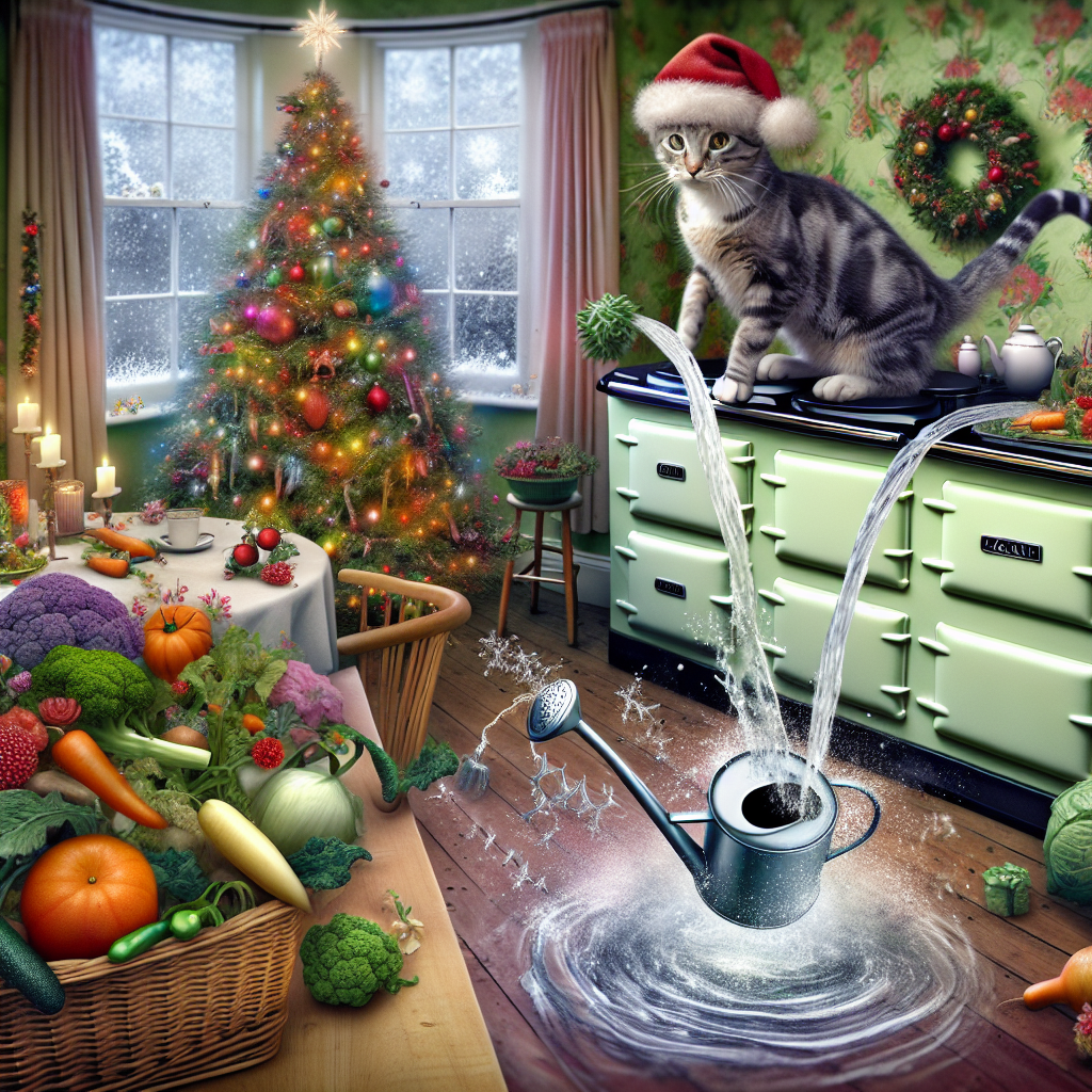 Cat called minow, , Aga, Gardening, and Mischief Christmas Card