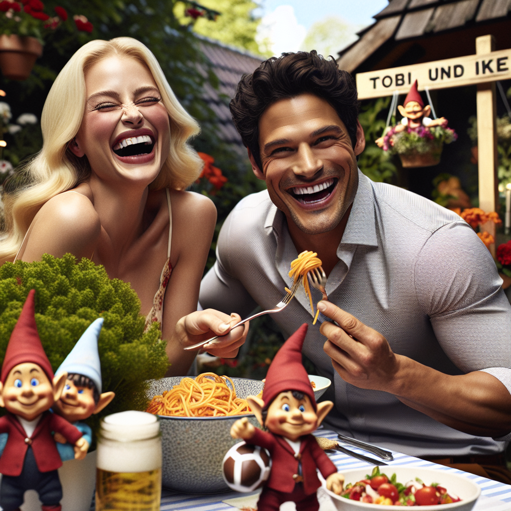 In a quaint Munich garden, a couple celebrates a birthday. The blonde woman, laughing heartily, twirls a fork of pasta, while the dark-haired man clutches a football, hinting at his passion for the sport. Miniature Pumuckl figures peek out from behind a floral arrangement, adding a playful touch to the festive atmosphere. The intimate setting is made complete with a sign hanging over the duo, sweetly stating 'Tobi und Ike', making the moment uniquely theirs.
Generated with these themes: Munich, Couple, Blonde woman, Dark haired man, Footballfan, Pumuckl, and Pasta.
Made with ❤️ by AI.