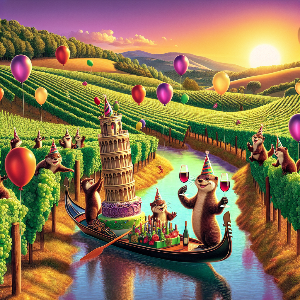 Italy, Otters, and Wine Birthday Card
