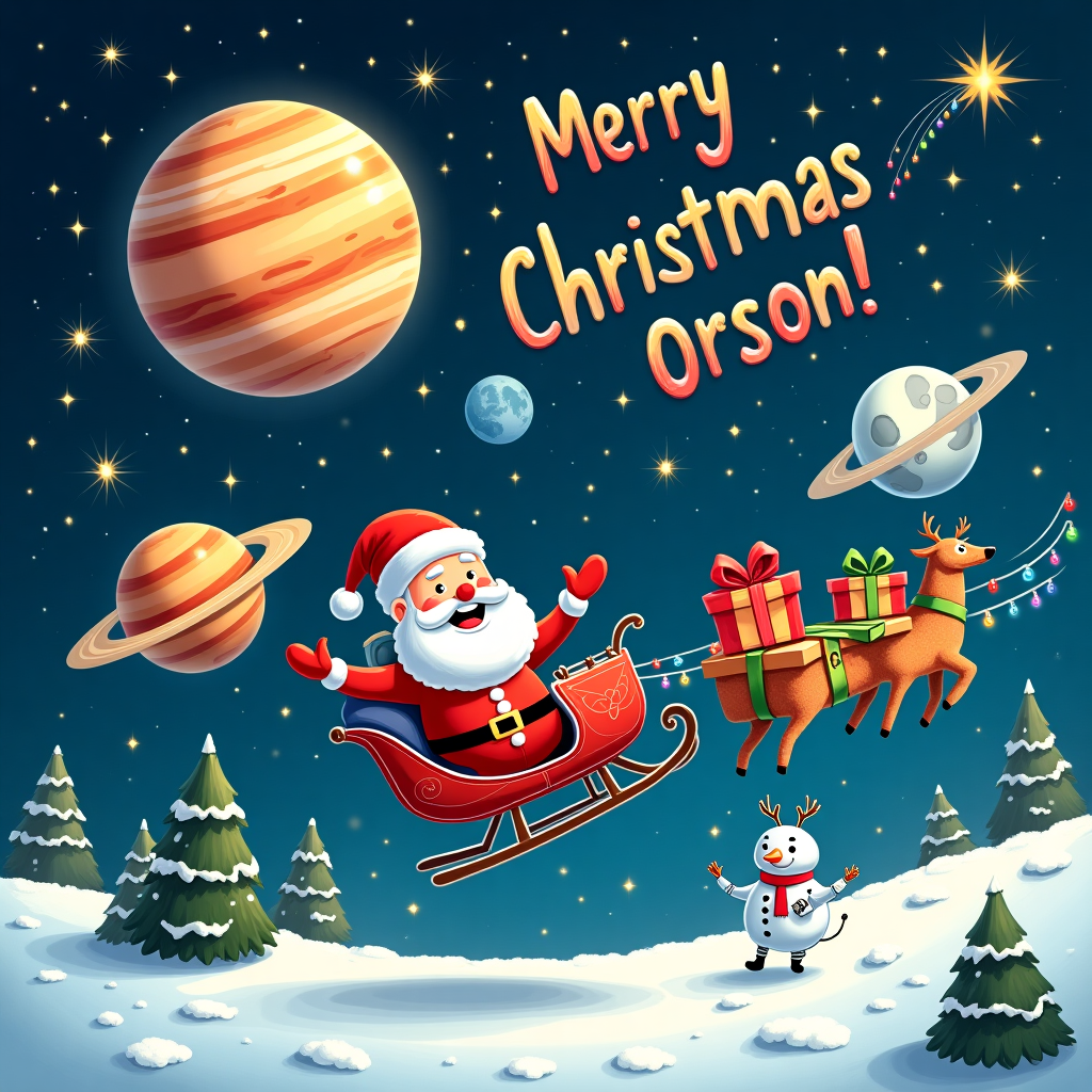 Solar System Christmas Christmas Card