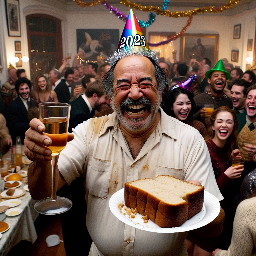 Random guy , and Banana bread smiling New-year Card