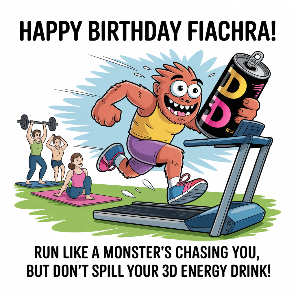 Monster and 3D energy drinks, gym, running , and Birthday Card