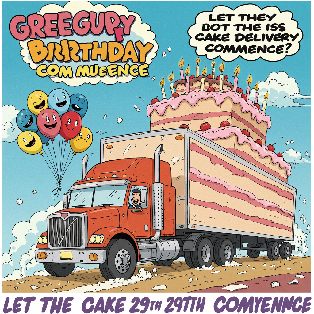TRUCK DRIVING, BIRTHDAY CELEBRATION, CAKE AND CANDLES, and Birthday Card