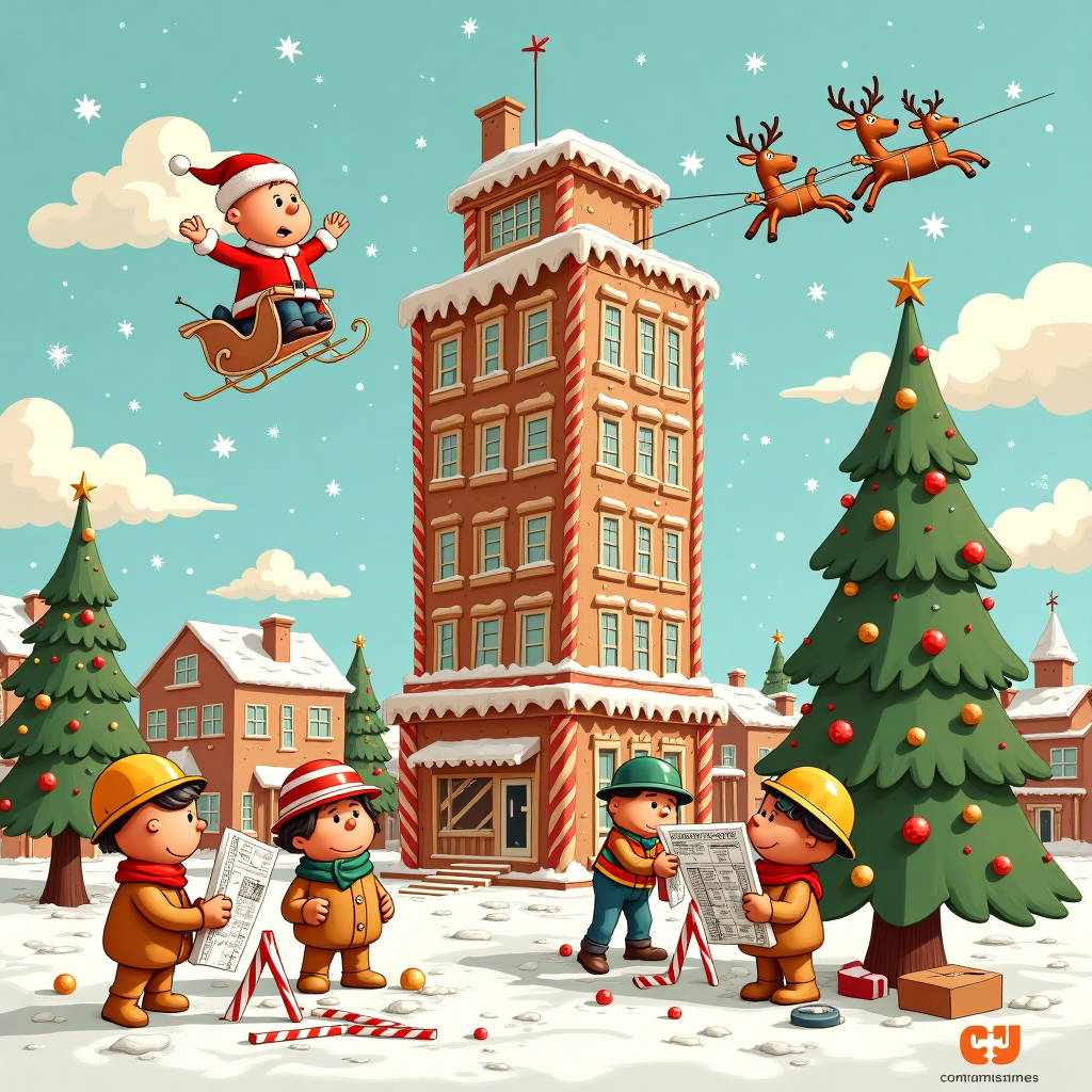 In a bustling Christmas-themed construction site, nestled in a snowy, whimsical town reminiscent of Charles Schulz's "Peanuts," we find a+LiNK Architecture Inc.'s team hard at work on a gingerbread skyscraper project. At the forefront, Ed van der Maarel, depicted as a jolly gingerbread man wearing an architect's hat and wielding a candy cane blueprint, is animatedly instructing his team. Next to him, Stephen Mawdsley, as a gingerbread man in a snappy bowtie, is using a peppermint pencil to draw sustainable candy canes onto a chocolate tablet. 

Surrounding them are the architectural staff, each gingerbread person uniquely accessorized, constructing the skyscraper with whimsical elements like jellybean beams and marshmallow insulation. Mike Holt, a gingerbread with a cherry nose, energetically places gumdrop solar panels on the roof, while Melinda Davis, wearing a licorice scarf, artfully decorates the lobby with tinsel and peppermint furniture. Andrew Simek, depicted with gumdrop goggles, consults a checklist of cookie components with candy cane columns.

In the background, a giant Christmas tree, decorated with baubles in the shape of small architectural models, stands proudly, its star a model of a+LiNK's logo. The sky, inspired by Winsor McCay's dreamy settings, is a pastel hue with twinkling stars that form blueprint patterns. Santa Claus, wearing a safety helmet, flies overhead in a sleigh pulled by reindeer wearing construction belts, cheerfully waving to the industrious gingerbread team below. This scene captures the fusion of Christmas cheer with a+LiNK's architectural creativity, telling a story of holiday magic combined with building excellence.
Generated with these themes: a+LiNK Architecture Inc. is an architecture, interior design, and planning firm providing architectural services to clients throughout southwestern Ontario. In 1998, founding partners, Ed van der Maarel and Stephen Mawdsley formed a partnership and established SJMA Architecture Inc. (SJMA) to provide architectural, project management, and construction management services for small to medium size commercial and institutional projects.   Ed van der Maarel provides his expertise to projects as Principal Architect, Project Manager and Heritage Consultant. Ed’s focus continues to be heritage restoration, preservation and adaptive reuse, as well as contract administration. Stephen Mawdsley provides his expertise as Principal Architect and Design Lead and incorporates sustainability and Code requirements to every project.  In 2014, the firm was rebranded to a+LiNK Architecture Inc., recognizing the connection in their architectural work to preserve + create + sustain. a+LiNK has become an interdisciplinary firm that provides comprehensive architectural, heritage, interior design, and planning services for small to large scale municipal, provincial, not-for-profit and community based organizations. The firm has won a number of awards and continues to provide creative solutions to enhance our communities and enrich our culture. a+LiNK is comprised of 18 creative and technical staff members expert in various disciplines, providing complete architectural and design services to clients.    In 2021, a+LiNK expanded the firm’s partnership to welcome Architect, Mike Holt, Interior Designer, Melinda Davis, and Technologist, Andrew Simek. With an interdisciplinary leadership team, a+LiNK continues to offer exceptional architectural services with a strengthened foundation in all facets of design; architecture, interior design and technical expertise..
Made with ❤️ by AI.