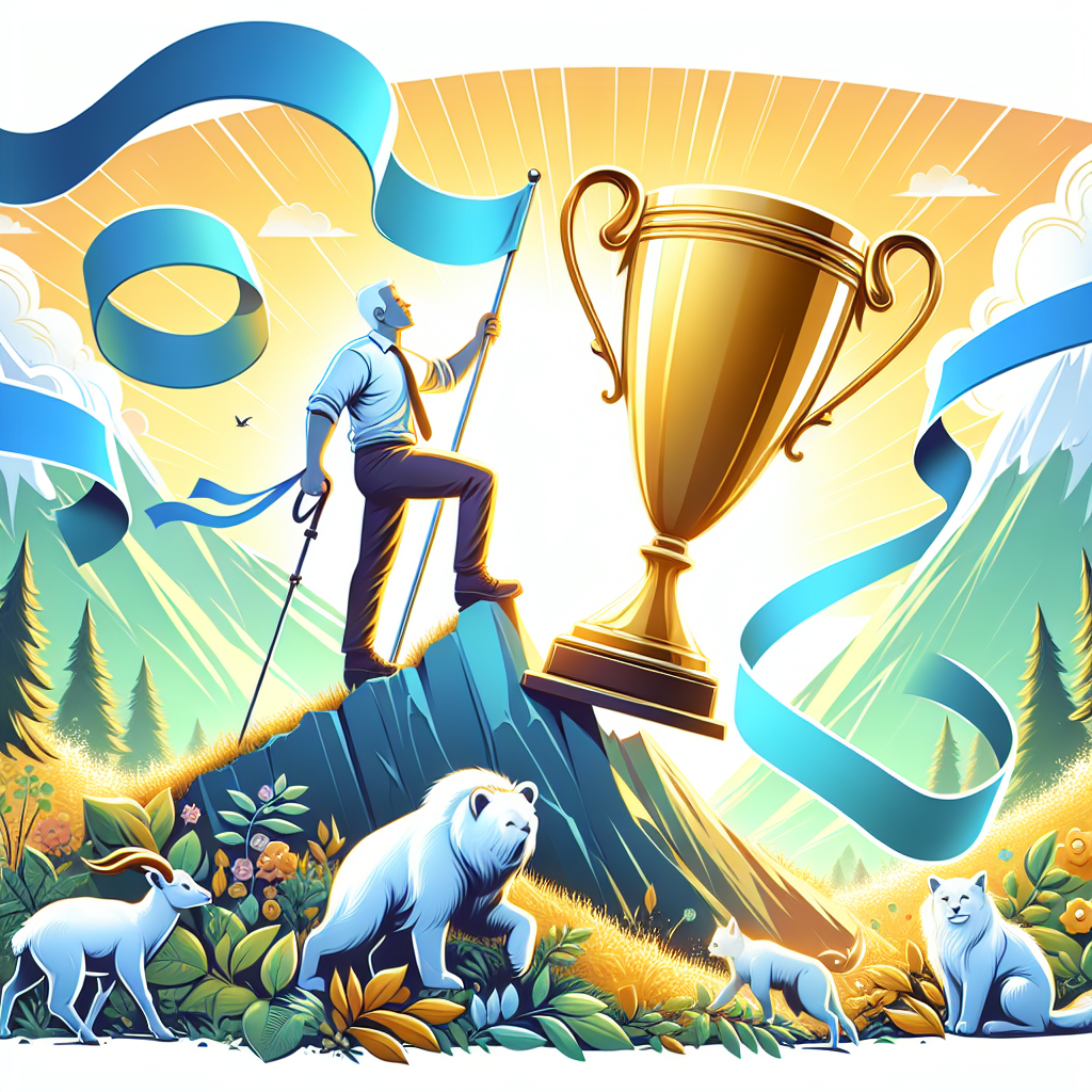 Imagine a delightful vector illustration. It portrays an elated White male figure standing victoriously at the peak of a hill, clutching a flag that marks the culmination of an intense session of hiking. The air around resonates with achievement, highlighted by the gentle, appreciative audience of woodland animals and the celebratory banners rippling in the breeze. Front and center, a gleaming gold trophy comes into existence, mirroring the winner's glory and hard-fought triumph.
Generated with these themes: engagement, hiking.
Made with ❤️ by AI.