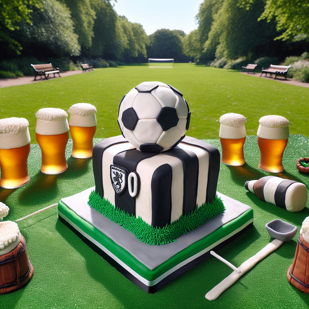 Creating a thoughtfully designed park scene that closely mirrors a parkrun landscape including luscious green sugary grass underfoot. Positioned centrally, a cake steals the focus, decorated with the distinctive black and white stripes of an anonymous football club, showcasing the number 40 proudly on a sugar-based football placed atop the cake. Accompanying the cake are convincing imitations of beer bottles and glasses, brimming with sugar-sculpted representations of beer. This scene is a harmonious marriage of football, exercise, and celebration.
Generated with these themes: Newcastle football club, Beers, Parkrun, and 40.
Made with ❤️ by AI.