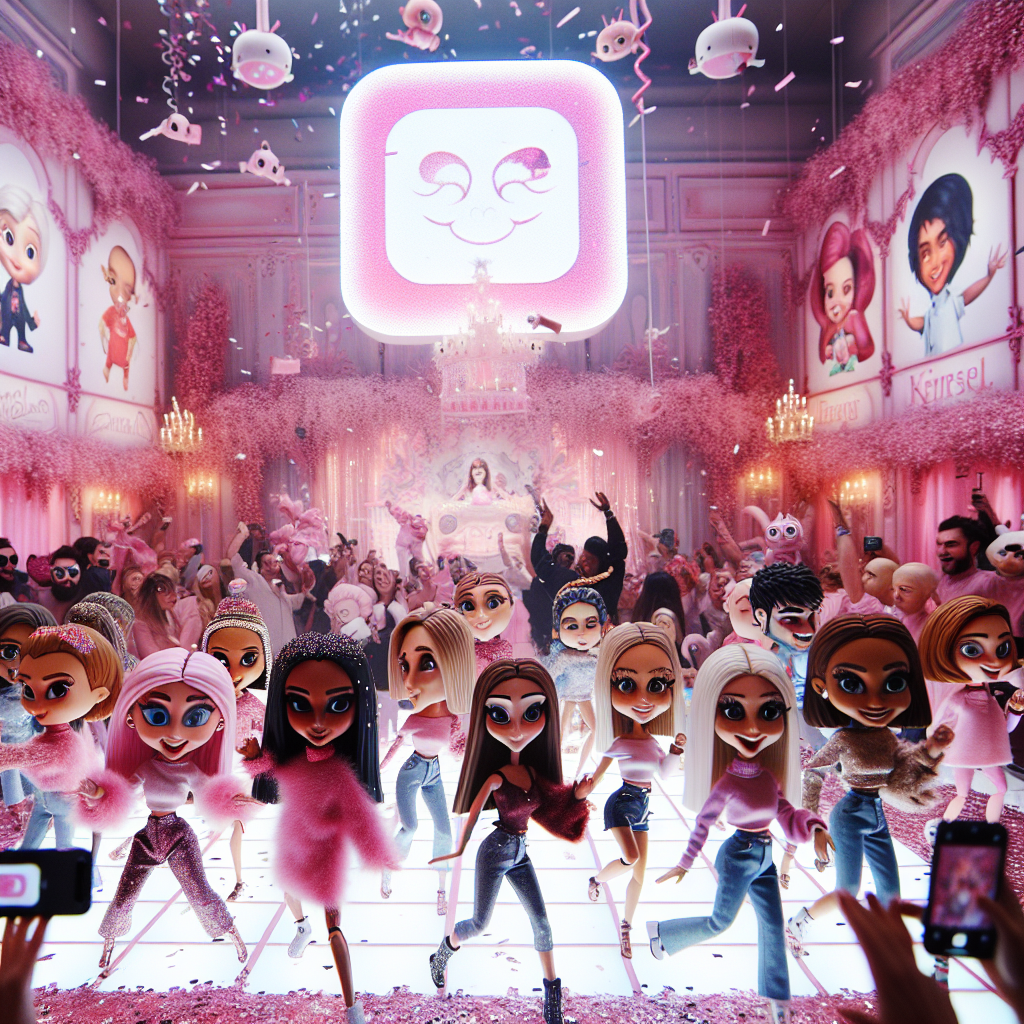 Amidst a flurry of pink decorations and confetti, a whimsical cartoon birthday party exudes a spirit of joy and laughter. Characters similar to fashion dolls lead a dance-off, causing guests to erupt in giggles as they sway to the rhythm. Well-known characters from children's literature join in, each showing off their unique and humorous dance moves. Above the dance floor, the logo of a popular social media platform glows, elevating the party into a trending social event as selected moments from the celebration are shared online.
Generated with these themes: TikTok, Pink, Barbie, Dancing, and Matilda.
Made with ❤️ by AI.