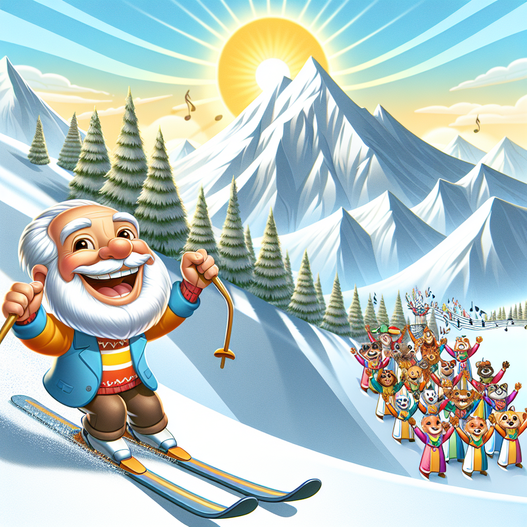 Show a picture that features a sunny, cartoonish styled snowy mountain vista. At the forefront, there's a joyful elderly man with a beard and wide smile, energetically skiing down the slope. His skis and poles are embellished with ribbons signifying his 80th birthday. In the distant background, a variety of animals clothed in choir robes are positioned on a white snowy ridge, synchronizing in a melodious birthday tune. The visible mountain is thoroughly decorated in a birthday themed manner, accentuating the festive and celebratory ambiance.
Generated with these themes: 80th birthday , Bearded man, Mountains , Skiing , and Choir.
Made with ❤️ by AI.